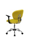Mid-Back Yellow Mesh Task Chair with Arms (MF-H-2376-F-YEL-ARMS-GG)