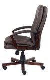 Brown Leather Cherry Finish Mid-Back Executive Chair (B796-VSBN)