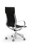 Curva Aluminum Frame Hi-Back Leather Executive Chair with Casters
