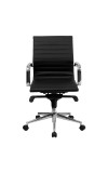 Mid-Back Black Ribbed Leather Conference Chair (MF-BT-9826M-BK-GG)