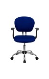 Mid-Back Blue Mesh Task Chair with Arms (MF-H-2376-F-BLUE-ARMS-GG)