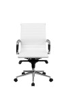 Mid-Back White Ribbed Leather Conference Chair (MF-BT-9826M-WH-GG)