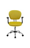 Mid-Back Yellow Mesh Task Chair with Arms (MF-H-2376-F-YEL-ARMS-GG)