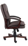 Brown Leather Cherry Finish Mid-Back Executive Chair (B796-VSBN)