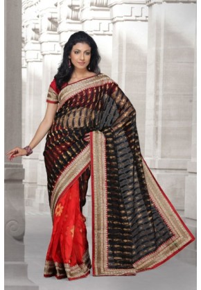 Jute silk Saree with kundan work border