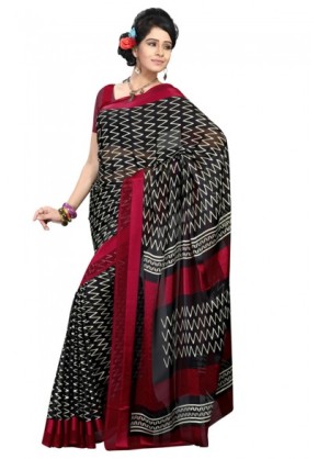 Georgette Chiffon Satin Patta with all Over Abstract Print in Classy Style