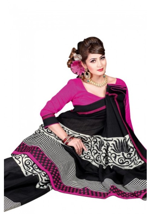 Linen Jute Printed with Patch & Embroidery work in border