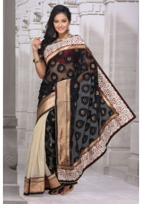 Jute silk Saree with cutwork border