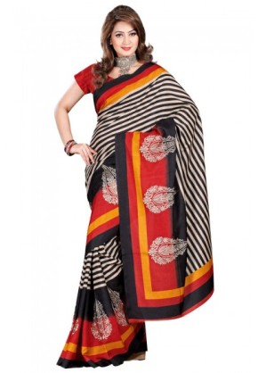 Semi  tusser linen with printed stripes with skirt