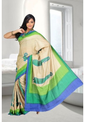 Bhagalpuri silk Saree tie & dye with embroidered border