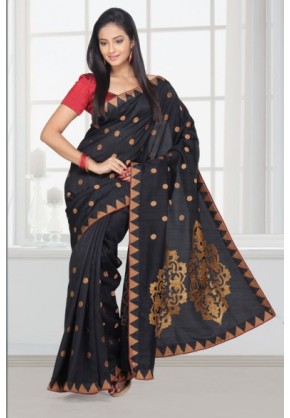 Ghicha Silk  Saree Applique Pallu