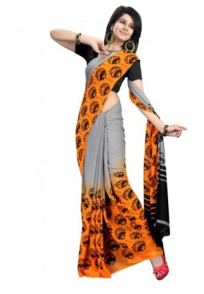 Georgette Shaded with Neon Contrast & Prints in Bo