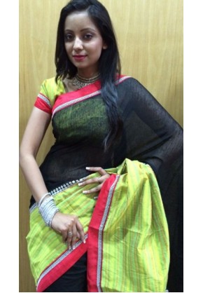 Raw linen Jute with Skirt Dupion border in multi s