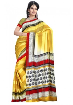 Georgette Satin Patta with Border in Pallu Printed