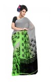Georgette Shaded with Neon Contrast & Prints in Border & Pallu
