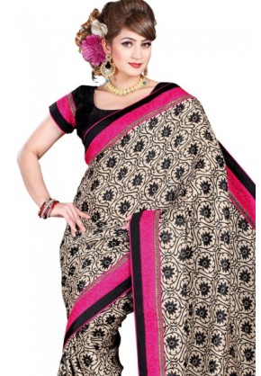 Jacquart Crepe Printed with Fancy Embroidery border attached Jacquart Crepe Printed with Fancy Embroidery border attached