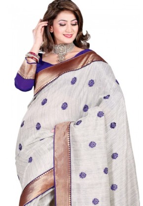 Fancy Linen with all over Embroidery & attached Tissue border