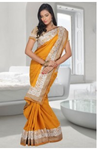 Chinon Saree with Cutwork border