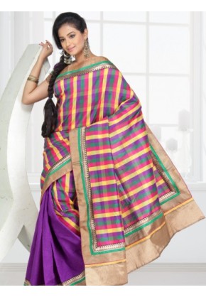 Raw Silk Checks Saree