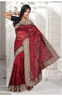 French net Saree with Embroidery