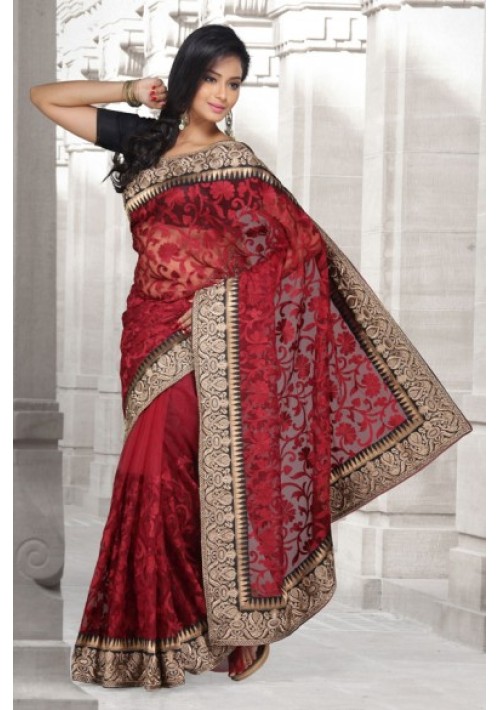 French net Saree with Embroidery