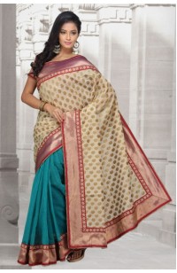 Chanderi and jute net Saree