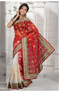 Jute silk Saree with kundan work border