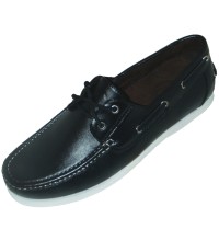 Amali Abaco Black 2 Eye Lace Up Boat Shoe