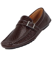 Amali Brown Driving Moccasin w/Silver Buckle Ruben-065