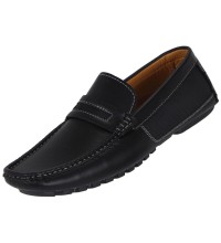 Amali Jaron Black Smooth Nylon Penny Loafer