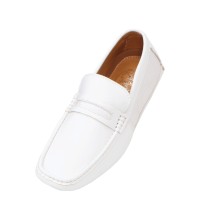 Amali Jaron White Smooth Nylon Penny Loafer