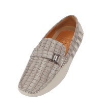 Amali Mateo Croc Print Driving Loafer in Stone