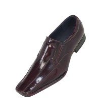 Amali Mens Red Wine Slip on Brushed Dress Shoe with Square Toe: 2672-005