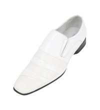 Amali Mens Smooth White Folded Vamp Contemporary Slip On: Style 2837-007