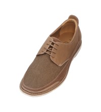 Amali Style 2857 Tan Linen Lace Up Boat Shoe