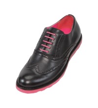 Amali Style 2875 Black andamp; Fuschia Wingtip Oxford