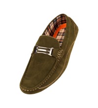 Amali Style Miramar in Olive Microfiber Loafer