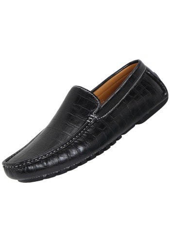 Amali Style Zeki Black Croc Print Loafer