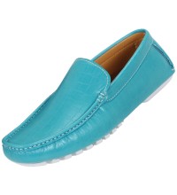 Amali Style Zeki Turquoise Croc Print Loafer