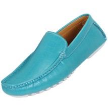 Amali Style Zeki Turquoise Croc Print Loafer