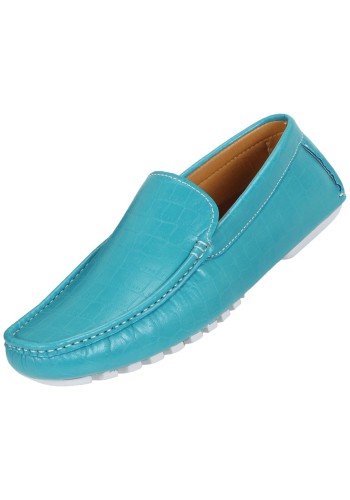 Amali Style Zeki Turquoise Croc Print Loafer