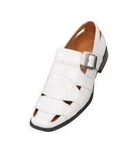 Bolano White Open Toe Croc Print Sandle