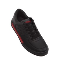 Pelle Pelle Mens Black andamp; Red Sneaker with Pelle Logo on Back: Halftime-000