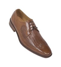 Steven Land Genuine Leather Mens Classic Tan Wing-Tip Oxfords SL360-028