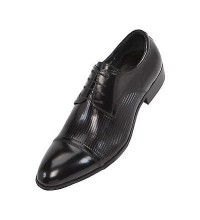 Steven Land Mens Black Classic Lace-up Cap-Toe Genuine Leather SL9540