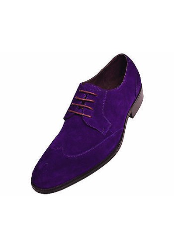 Steven Land SL338 Purple Genuine Suede Wingtip Oxford Shoes