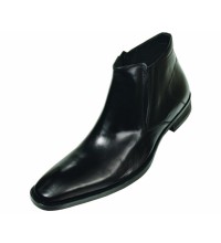 Steven Land SL344 Black Plain Toe Boot with Side Zipper