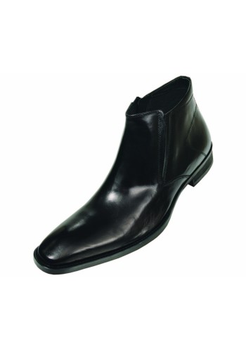 Steven Land SL344 Black Plain Toe Boot with Side Zipper