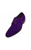 Steven Land SL338 Purple Genuine Suede Wingtip Oxford Shoes